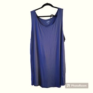 LOGO Sleeveless Tank Slightly Curved Hem Navy 3X